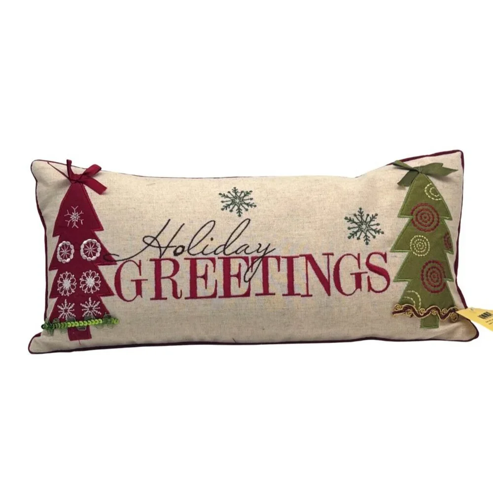 XIA Home Fashions Holiday Greetings 8 x 18 Feather Accent Pillow